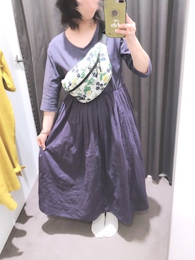 「青ワンピース」｜ｍii*さん（レディース・155cm）の夏コーディネート