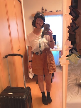 「CHUMS（チャムス）のアイテム（キャップ）」を使った、ｍii*さん（レディース・156cm）の夏コーディネート
