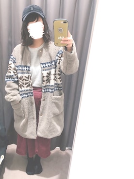 「ワッフルクルーネックＴ」｜「アイテム（その他アウター）」を使った、ｍii*さん（レディース・156cm）の秋コーディネート