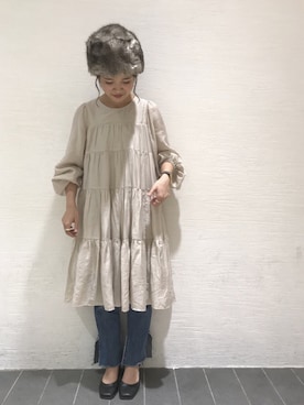 「Casselini（キャセリーニ）のアイテム（ニットキャップ/ビーニー）」を使った、hirate narumiさん（レディース・153cm）の秋コーディネート