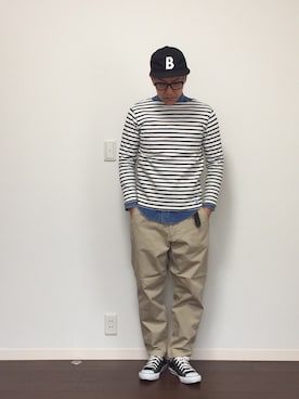 「ORCIVAL（オーシバル）のアイテム（Tシャツ/カットソー）」を使った、 hinaさん（メンズ・170cm）の春コーディネート