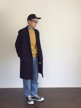 「オールスター」｜「アイテム（チェスターコート）」を使った、 hinaさん（メンズ・170cm）の冬コーディネート