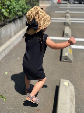 「西松屋（ニシマツヤ）のアイテム（ワンピース、ブラック系）」を使った、ryoazu1223さん（キッズ）の夏コーディネート