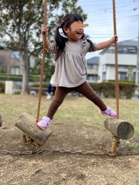 「しまむら（シマムラ）のアイテム（トップス、グレー系）」を使った、ryoazu1223さん（キッズ）の冬コーディネート