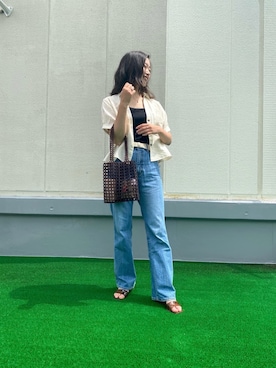 「ビーズバッグ」｜「アイテム（キャミソール）」を使った、manaさん（レディース・157cm）の夏コーディネート