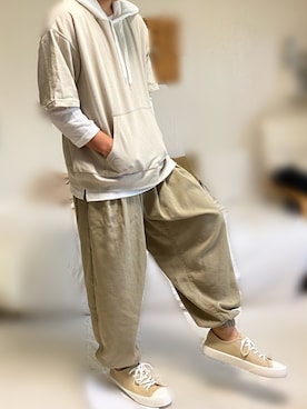 「Right-on（ライトオン）のアイテム（パーカー）」を使った、大学生　【相互フォロー】さん（メンズ・165cm）の夏コーディネート