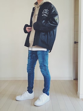 「CASPER JOHN AIVER（キャスパージョンアイバー）のアイテム（ナイロンジャケット）」を使った、ebitさん（メンズ・175cm）の冬コーディネート