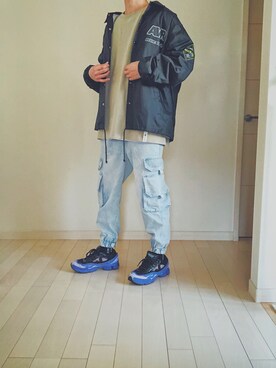 「CASPER JOHN AIVER（キャスパージョンアイバー）のアイテム（ナイロンジャケット）」を使った、ebitさん（メンズ・175cm）の春コーディネート
