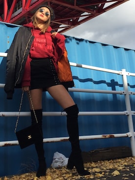 「alexanderwang（アレキサンダーワン）のアイテム（帽子）」を使った、Annaさん（レディース・165cm）の冬コーディネート