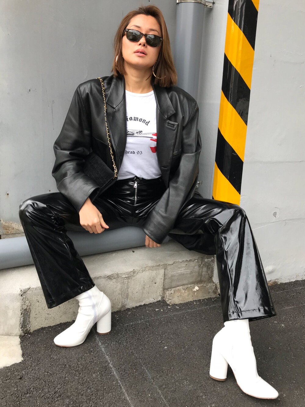 HELMUT LANG タンクトップ Pサイズ 白と黒のパターン HELMUT LANG タンクトップ Pサイズ 白と黒のパターン