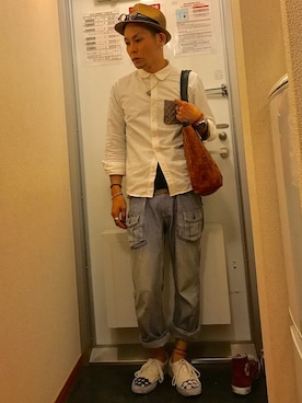 「robita（ロビタ）のアイテム」を使った、Mutsumi Iwasakiさん（メンズ・170cm）の夏コーディネート