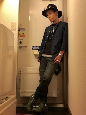 「アイテム（ハット）」を使った、Mutsumi Iwasakiさん（メンズ・170cm）の秋コーディネート