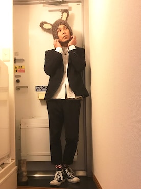 「アイテム（テーラードジャケット）」を使った、Mutsumi Iwasakiさん（メンズ・170cm）の秋コーディネート