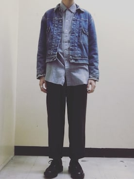 「tricker's」｜「アイテム（デニムジャケット）」を使った、ゆーすけさん（メンズ・172cm）の冬コーディネート