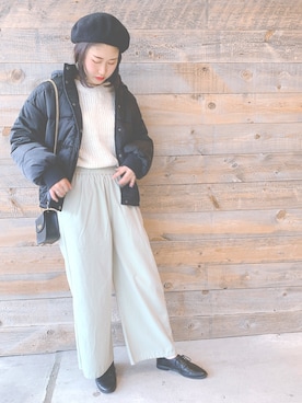「ゆるニット」｜「アイテム（ブルゾン）」を使った、Ami◡̈さん（レディース・163cm）の秋コーディネート