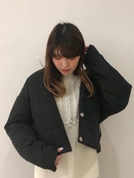 「ボリュームニット」｜「アイテム（ジャケット/アウター）」を使った、omori  mihoさん（レディース・162cm）の秋コーディネート