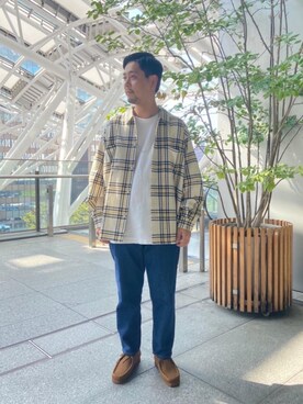 「RECOMMEND  ITEM STYLING」｜「アイテム（モカシン/デッキシューズ）」を使った、上田　泰史さん（メンズ・175cm）の秋コーディネート