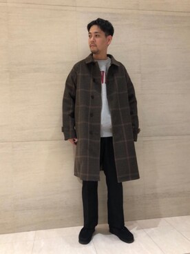 「RECOMMEND  ITEM STYLING」｜「アイテム（ステンカラーコート）」を使った、上田　泰史さん（メンズ・175cm）の秋コーディネート