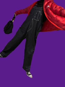 「アイテム（ダウンジャケット/コート、レッド系）」を使った、bさん（レディース・162cm）の冬コーディネート