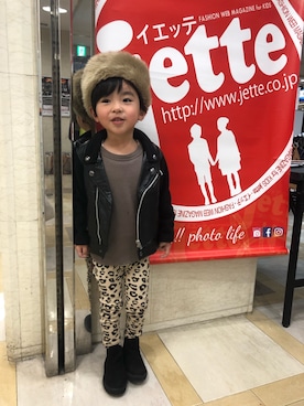 「UNIQLO（ユニクロ）のアイテム（ライダースジャケット）」を使った、Sotaさん（キッズ・80cm）の冬コーディネート