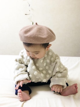 「ルームウェア」｜「アイテム（ハンチング/ベレー帽）」を使った、Sotaさん（キッズ・100cm）の春コーディネート