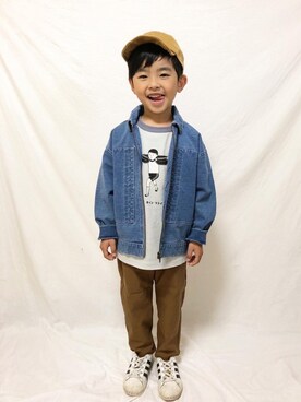 「MAKE YOUR DAY（メイクユアデイ）のアイテム（ジャケット/アウター）」を使った、Sotaさん（キッズ・110cm）の春コーディネート