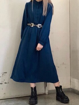 Spinns スピンズ の 長袖チャイナボタンワンピース ワンピース Wear