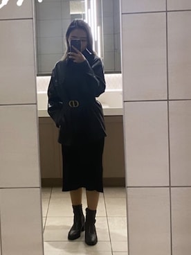 「Paul Smith（ポールスミス）のアイテム（チェスターコート）」を使った、momoesasabeさん（レディース・153cm）の冬コーディネート