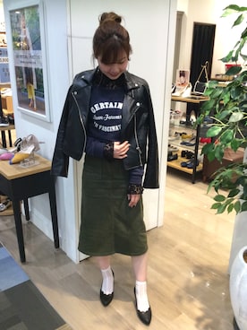 「ENVYM（アンビー）のアイテム（ライダースジャケット）」を使った、ORiental TRaffic大高さん（レディース・160cm）の春コーディネート