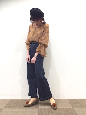 「ORiental TRaffic(ORiental TRaffic)」｜「アイテム（ハンチング/ベレー帽）」を使った、ORiental TRaffic大高さん（レディース・160cm）の夏コーディネート