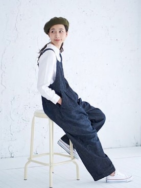 「Sunny clouds（サニークラウズ）のアイテム（オールインワン・サロペット）」を使った、渡辺 李花子さん（レディース・165cm）の冬コーディネート