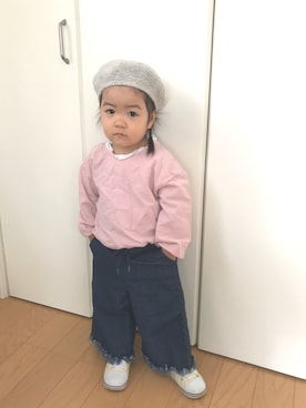 「2歳5ヶ月」｜「アイテム（ハンチング/ベレー帽）」を使った、あんぷさん（キッズ・90cm）の冬コーディネート