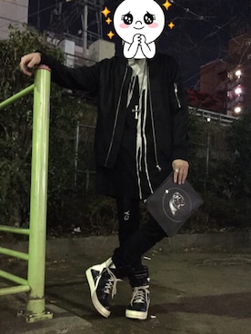 「DRKSHDW（ダークシャドウ）のアイテム（トップス）」を使った、けいさん（メンズ・168cm）の冬コーディネート