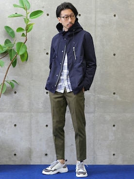 「フード付きアウター」｜「アイテム（モッズコート）」を使った、hiroshiさん（メンズ・173cm）の春コーディネート