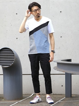 「MEN'S MELROSE（メンズメルローズ）のアイテム」を使った、hiroshiさん（メンズ・173cm）の夏コーディネート