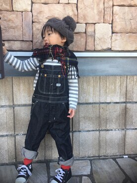 「Smoothy（スムージー）のアイテム（アクセサリー）」を使った、yukiiiiさん（キッズ・90cm）の秋コーディネート