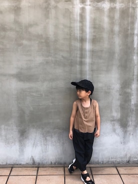「こども ビームス（コドモビームス）のアイテム（オールインワン・サロペット）」を使った、yukiiiiさん（キッズ・110cm）の夏コーディネート