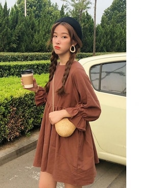 「秋冬」｜「アイテム（シャツワンピース）」を使った、liberselectさん（レディース・160cm）の秋コーディネート