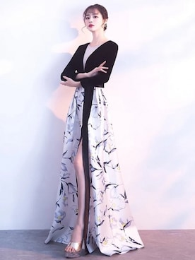 「花柄プリント」｜liberselectさん（レディース・160cm）の冬コーディネート