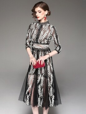 「ロングドレス」｜「アイテム（ワンピース）」を使った、liberselectさん（レディース・160cm）の春コーディネート