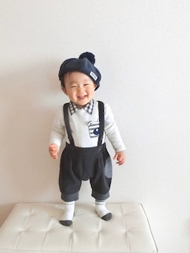 「KP BOY（ケーピーボーイ）のアイテム（トップス）」を使った、KOA🐨さん（キッズ・80cm）の冬コーディネート