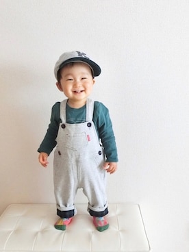 「KP BOY（ケーピーボーイ）のアイテム（トップス）」を使った、KOA🐨さん（キッズ・80cm）の冬コーディネート