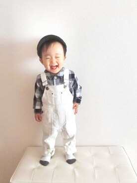 「ニットキャップ」｜「アイテム（オールインワン・サロペット）」を使った、KOA🐨さん（キッズ・80cm）の冬コーディネート