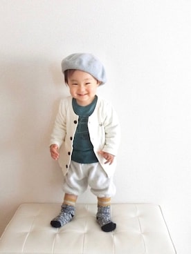 「KP BOY（ケーピーボーイ）のアイテム（トップス）」を使った、KOA🐨さん（キッズ・80cm）の冬コーディネート