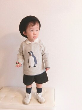「sense of wonder（センスオブワンダー）のアイテム（ニット/セーター）」を使った、KOA🐨さん（キッズ・80cm）の秋コーディネート