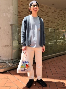 「アイテム（エコバッグ/サブバッグ）」を使った、AKIRA SAKAGUCHIさん（メンズ・168cm）の春コーディネート