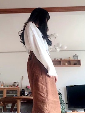 「w closet」｜「アイテム（ジャンパースカート）」を使った、しらたまさん（レディース・160cm）の冬コーディネート