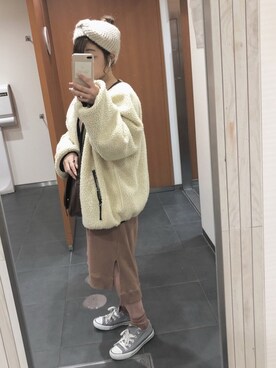 「アイテム（ブルゾン）」を使った、く る みさん（レディース・147cm・10代）の冬コーディネート