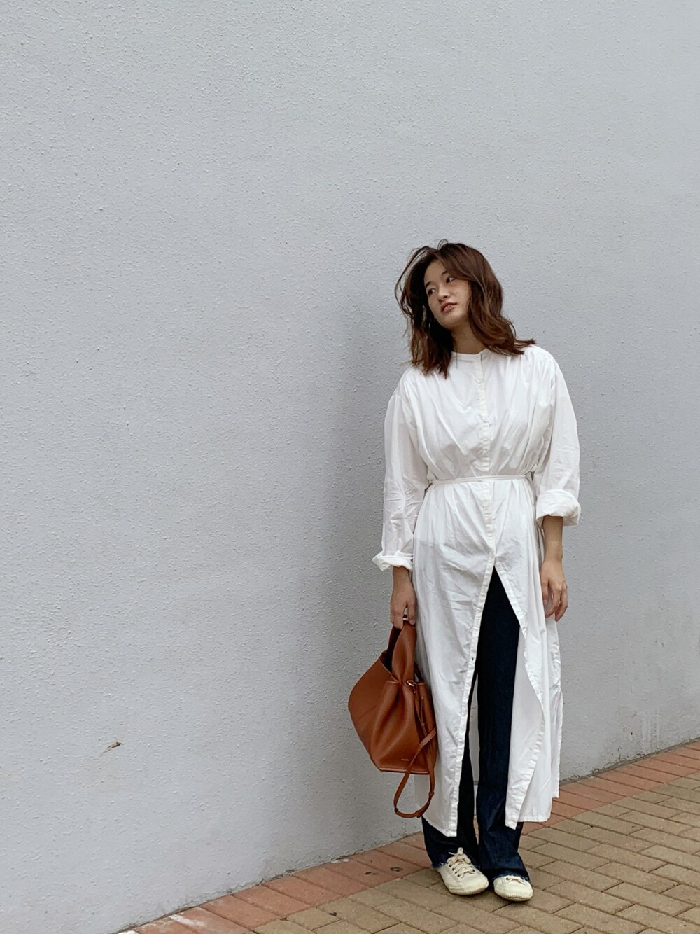 「ootd」｜「MEIER.Qのアイテム（ジャケット/アウター、ホワイト系）」を使った、christaさん（レディース・162cm）の春コーディネートの1枚目の写真