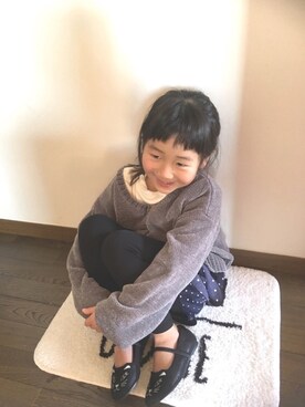 「ネコ」｜「アイテム（バレエシューズ）」を使った、sarraaanさん（キッズ・110cm）の冬コーディネート